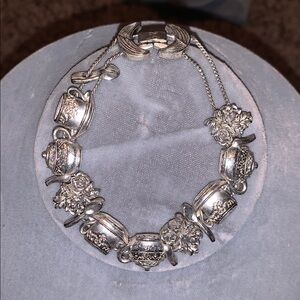 Vintage Silver Flap Clasp Tea Party Charm Blt